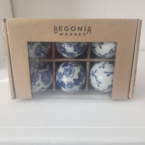 Begonia Market Blue & White Chinoiserie Decorative Easter Eggs Set Of 6 Ceramic
